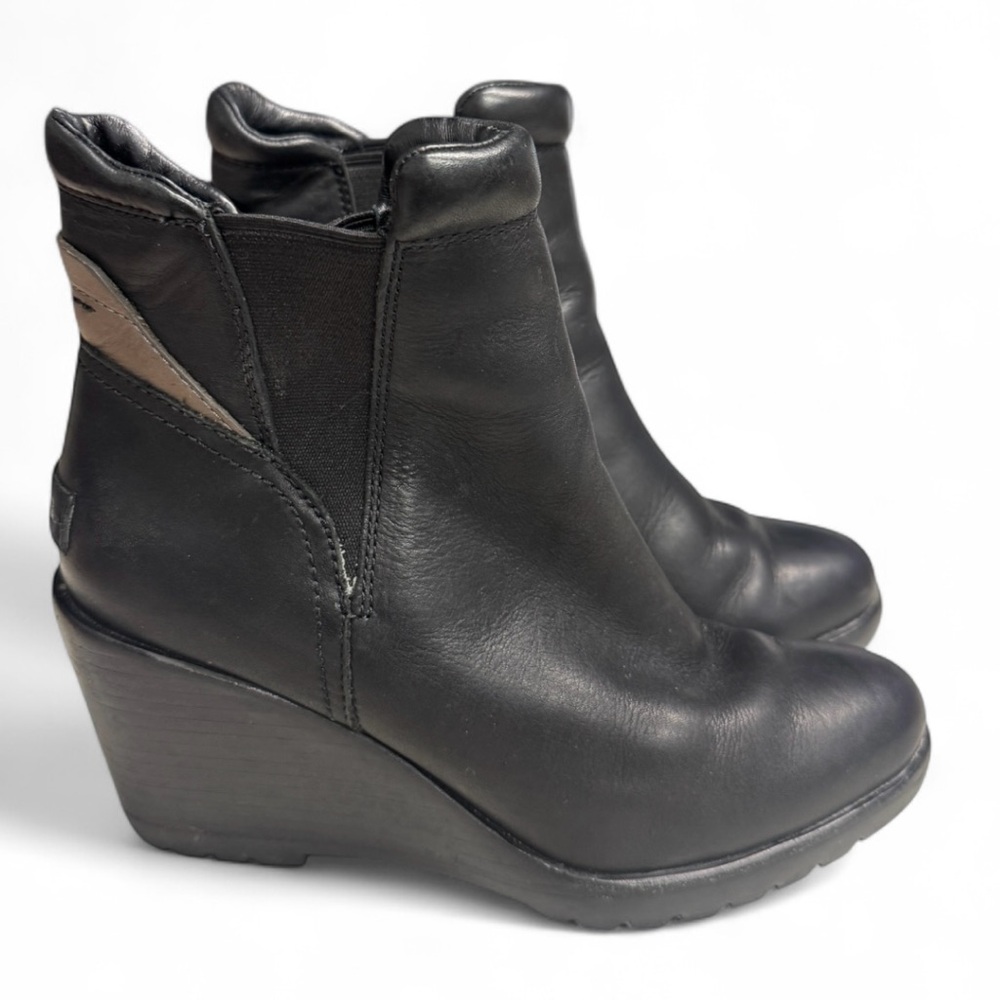 Sorel After Hours Black Wedge Ankle Boots Size 6.5